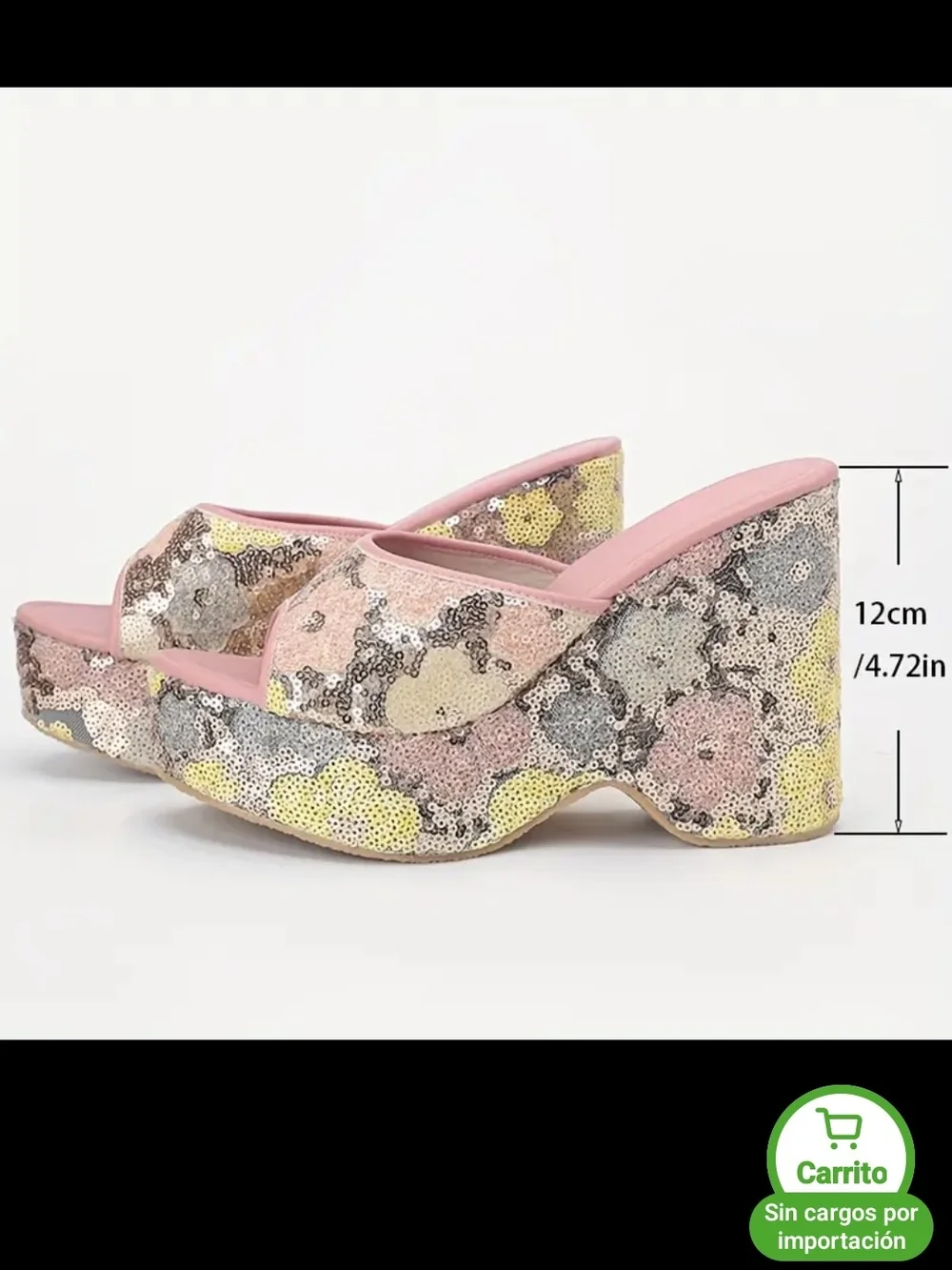 Platform Slide Sandals in Pink Floral